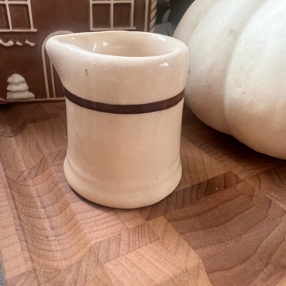 Vintage Cream Restaurant-Ware Creamer with Brown Stripe